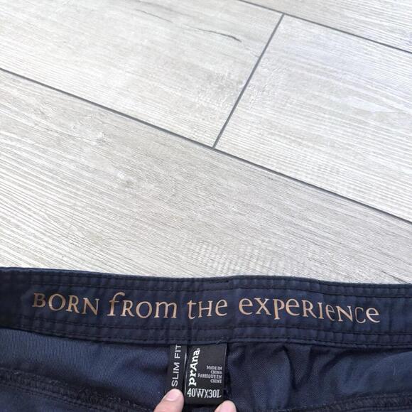 PrAna Slim Fit Navy Chino Pants Mens Size 40x30 Organic Cotton Casual Trousers - Picture 6 of 10